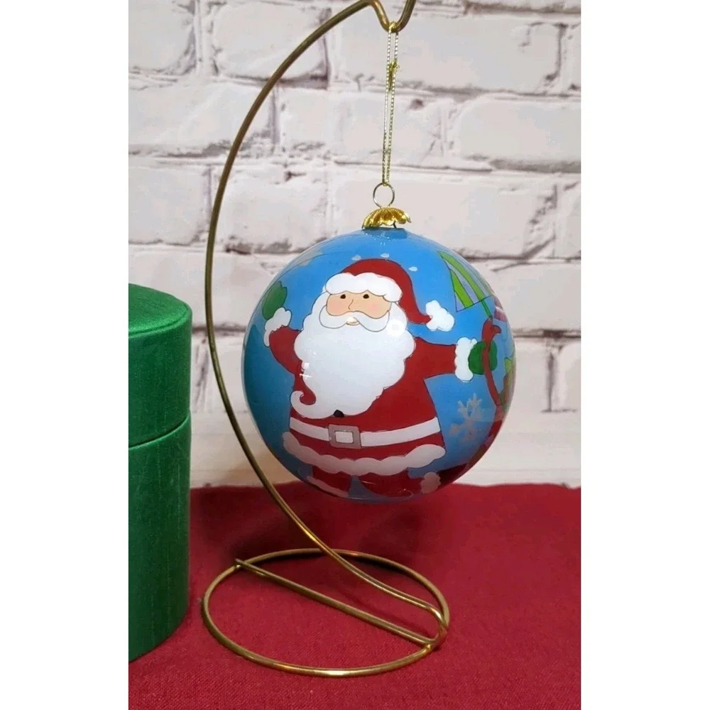 Li Bien Glass Santa Christmas Ornament Pier 1 Inside Painted‎ 2015